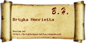 Brtyka Henrietta névjegykártya